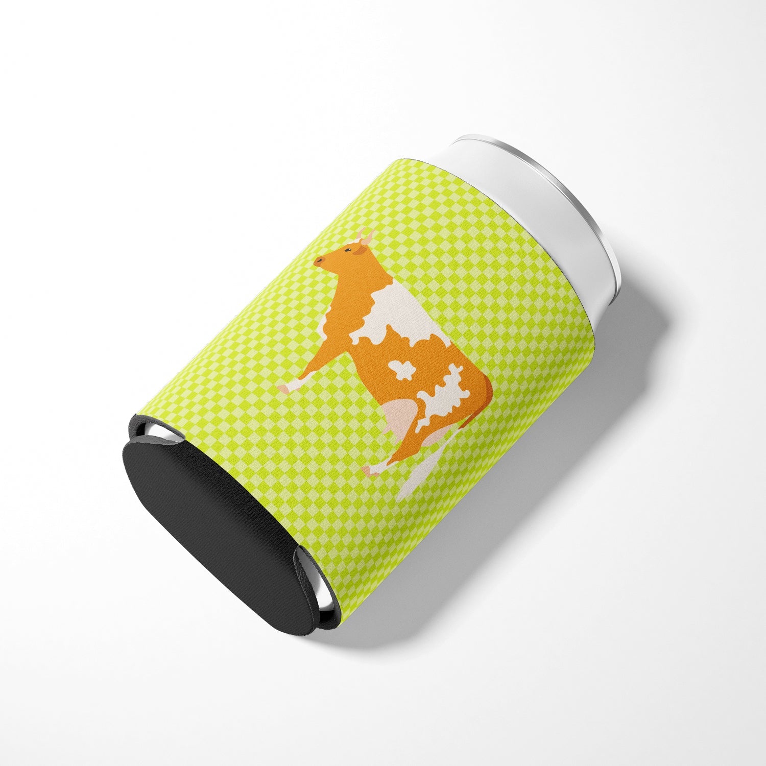 Guernsey Cow  Green Can or Bottle Hugger Cooler Sleeve for Standard 12 oz Cans, Insulated Foam Beer & Soda Can Hugger Reusable