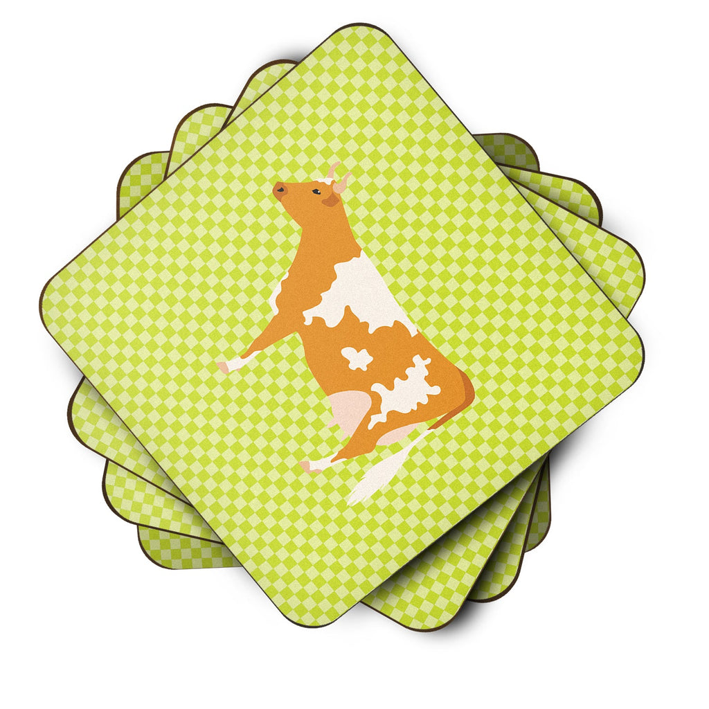 Guernsey Cow  Green Foam Coasters Set of 4 Cup Coasters for Indoor Outdoor, Tabletop Protection, Anti Slip, Mouse pad Material