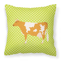 Guernsey Cow  Green Decorative Throw Pillow 18x18 Indoor Outdoor Accent Cushion, Fabric Cover with Insert for Sofa, Bed, Porch & Living Room