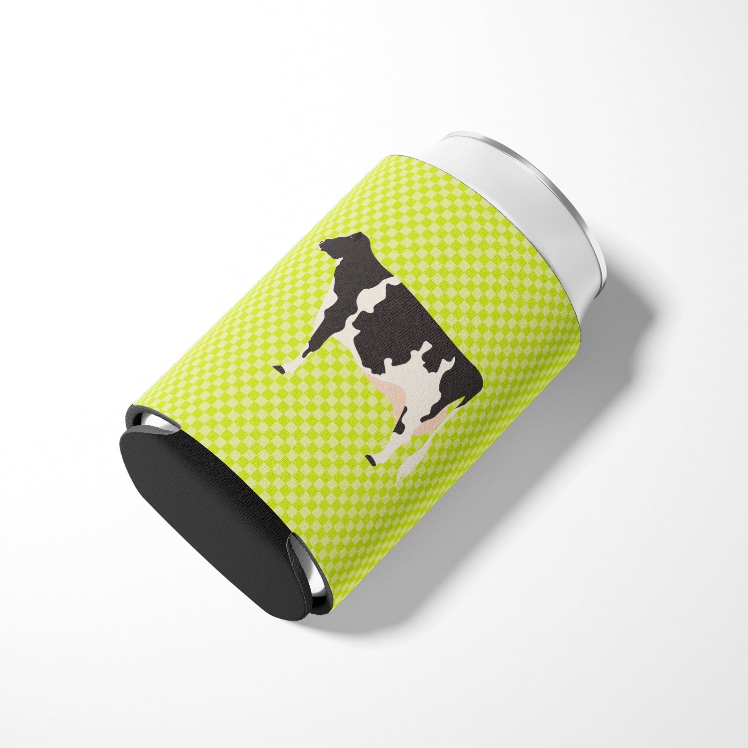 Holstein Cow Green Can or Bottle Hugger Cooler Sleeve for Standard 12 oz Cans, Insulated Foam Beer & Soda Can Hugger Reusable