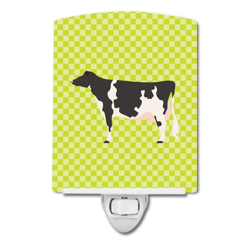 Holstein Cow Green Ceramic Night Light Compact, UL-Certified, Ideal for Bedroom, Bathroom, Nursery, Hallway, Kitchen, 6x4x3, Multicolor