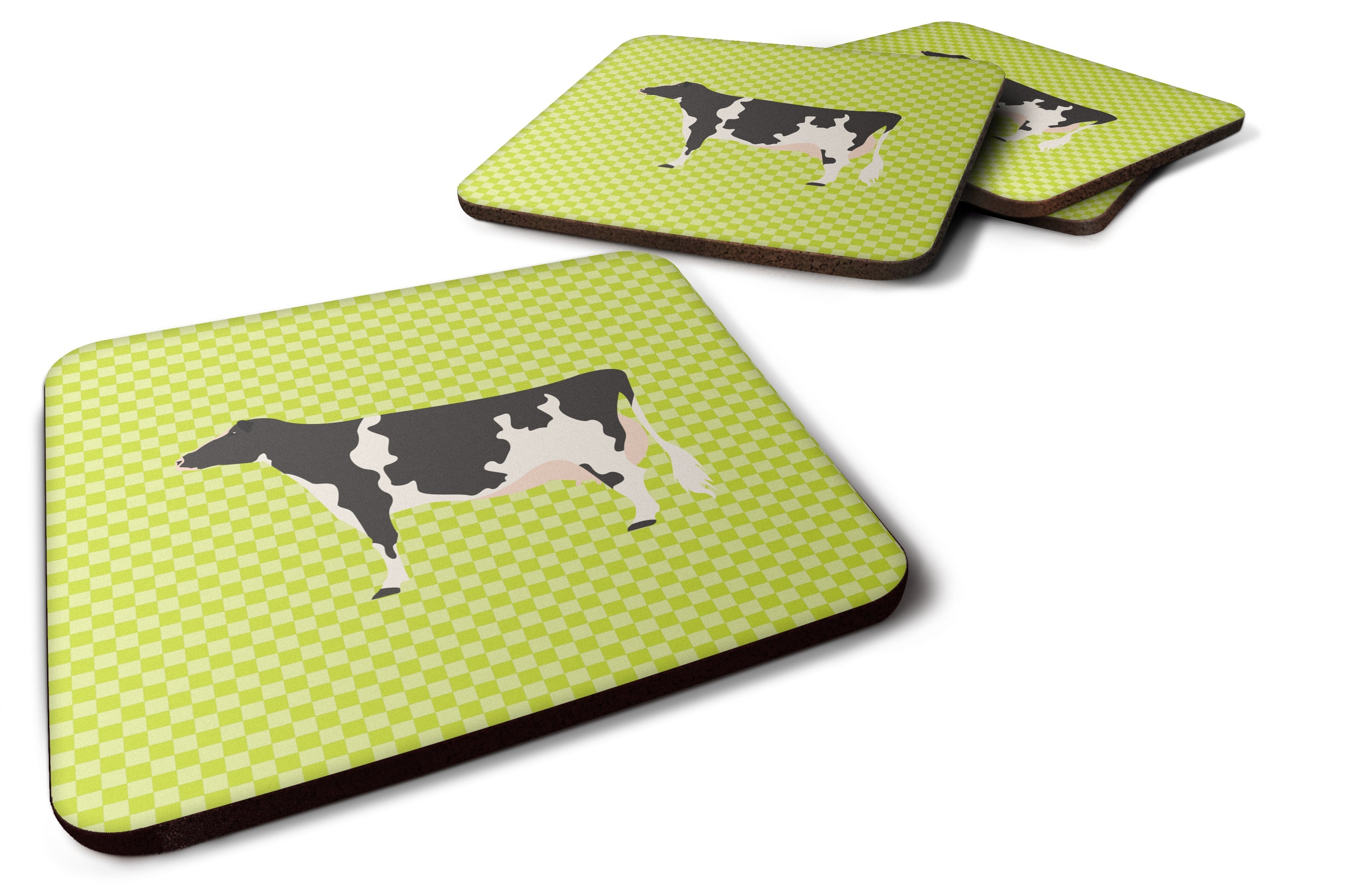 Holstein Cow Green Foam Coasters Set of 4 Cup Coasters for Indoor Outdoor, Tabletop Protection, Anti Slip, Mouse pad Material