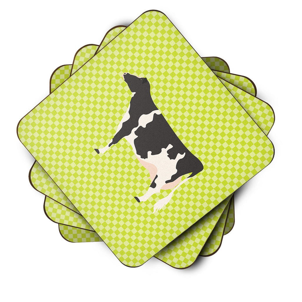 Holstein Cow Green Foam Coasters Set of 4 Cup Coasters for Indoor Outdoor, Tabletop Protection, Anti Slip, Mouse pad Material
