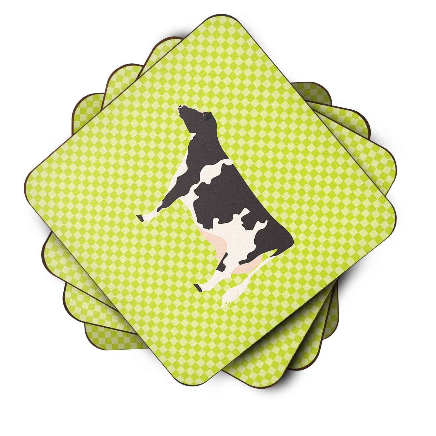 Holstein Cow Green Foam Coasters Set of 4 Cup Coasters for Indoor Outdoor, Tabletop Protection, Anti Slip, Mouse pad Material