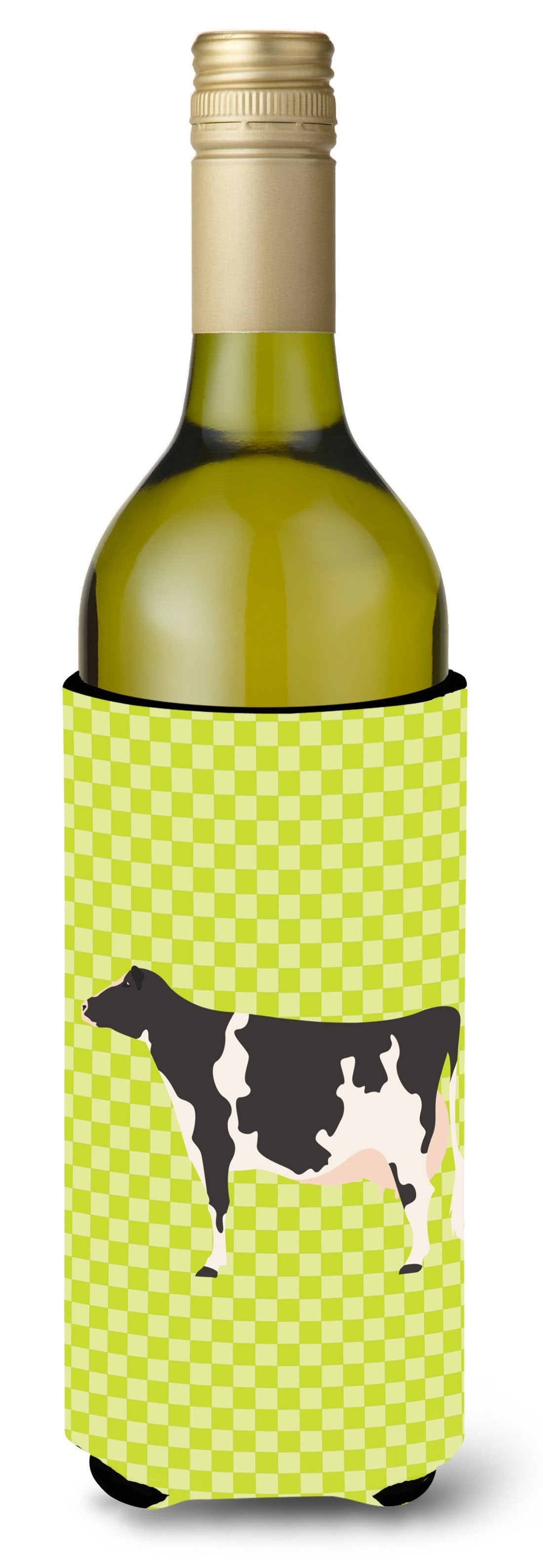 Holstein Cow Green Wine Bottle Hugger Gift Sleeve for Standard 750 ml Bottles, Insulated Reusable Also Fits Mini Shot & Pint Bottles