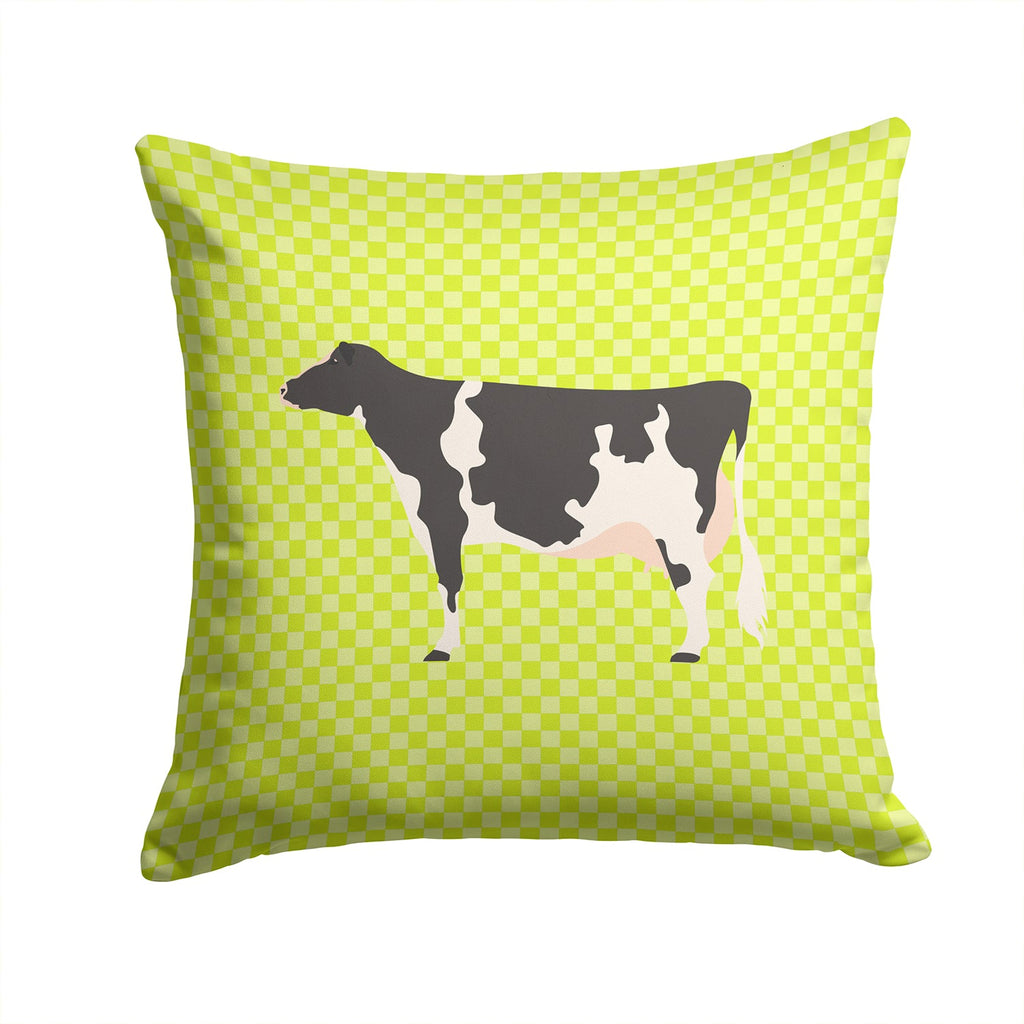 Holstein Cow Green Decorative Throw Pillow 14x14 Indoor Outdoor Accent Cushion, Fabric Cover with Insert for Sofa, Bed, Porch & Living Room