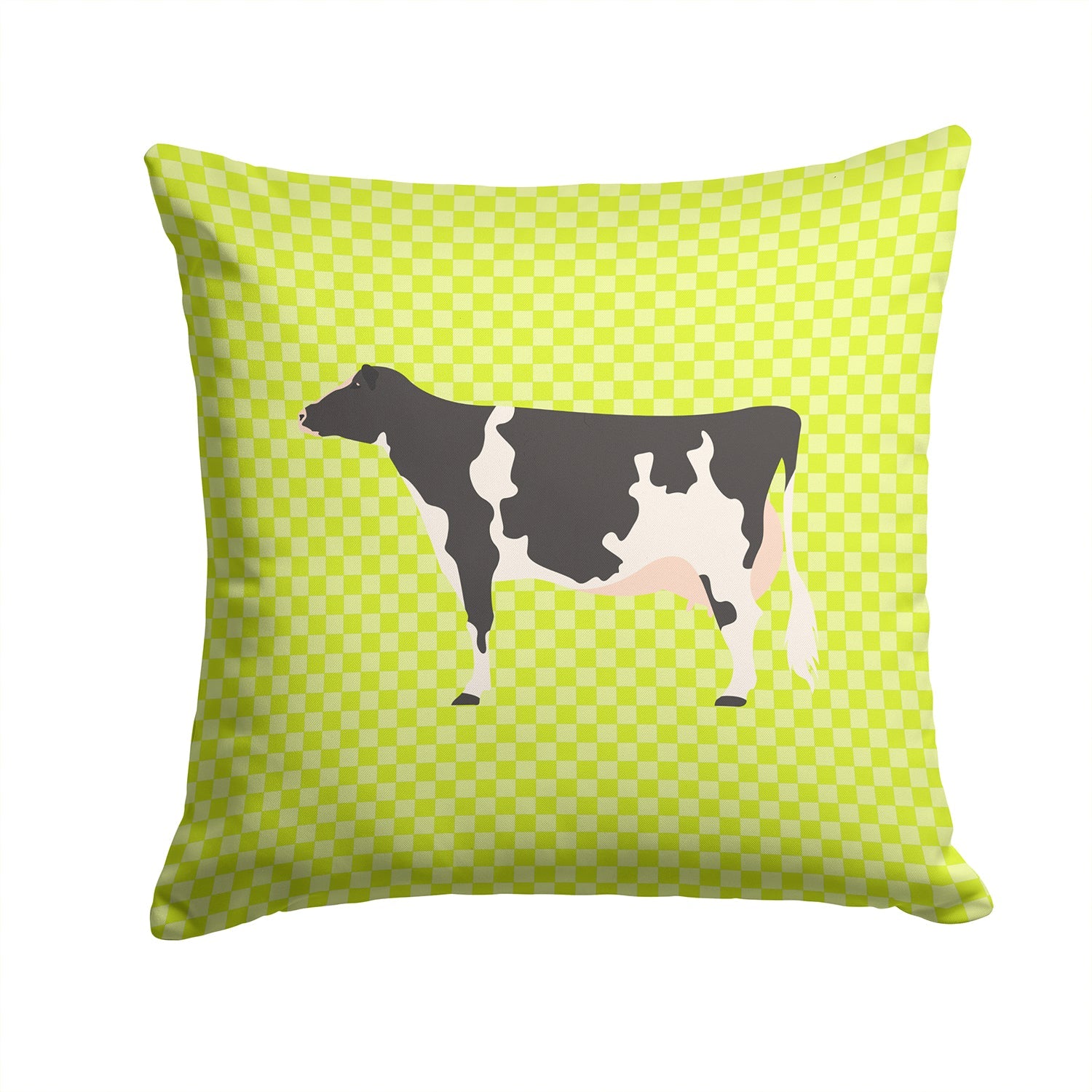 Holstein Cow Green Decorative Throw Pillow 14x14 Indoor Outdoor Accent Cushion, Fabric Cover with Insert for Sofa, Bed, Porch & Living Room