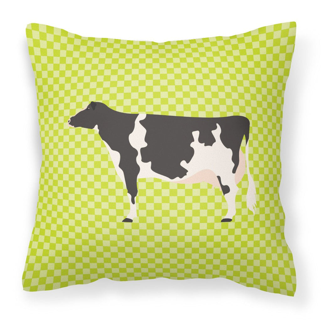 Holstein Cow Green Decorative Throw Pillow 18x18 Indoor Outdoor Accent Cushion, Fabric Cover with Insert for Sofa, Bed, Porch & Living Room
