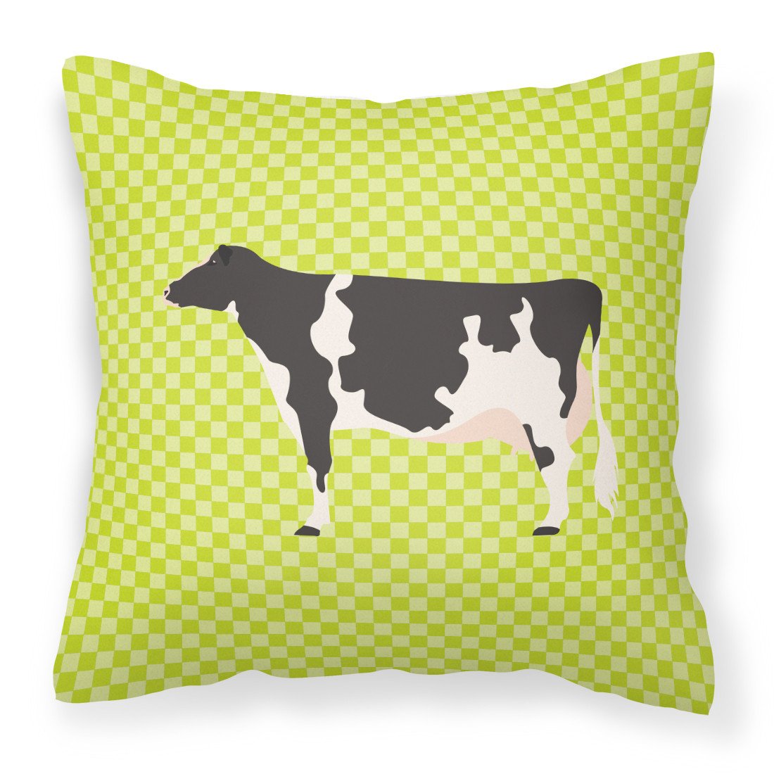 Holstein Cow Green Decorative Throw Pillow 18x18 Indoor Outdoor Accent Cushion, Fabric Cover with Insert for Sofa, Bed, Porch & Living Room