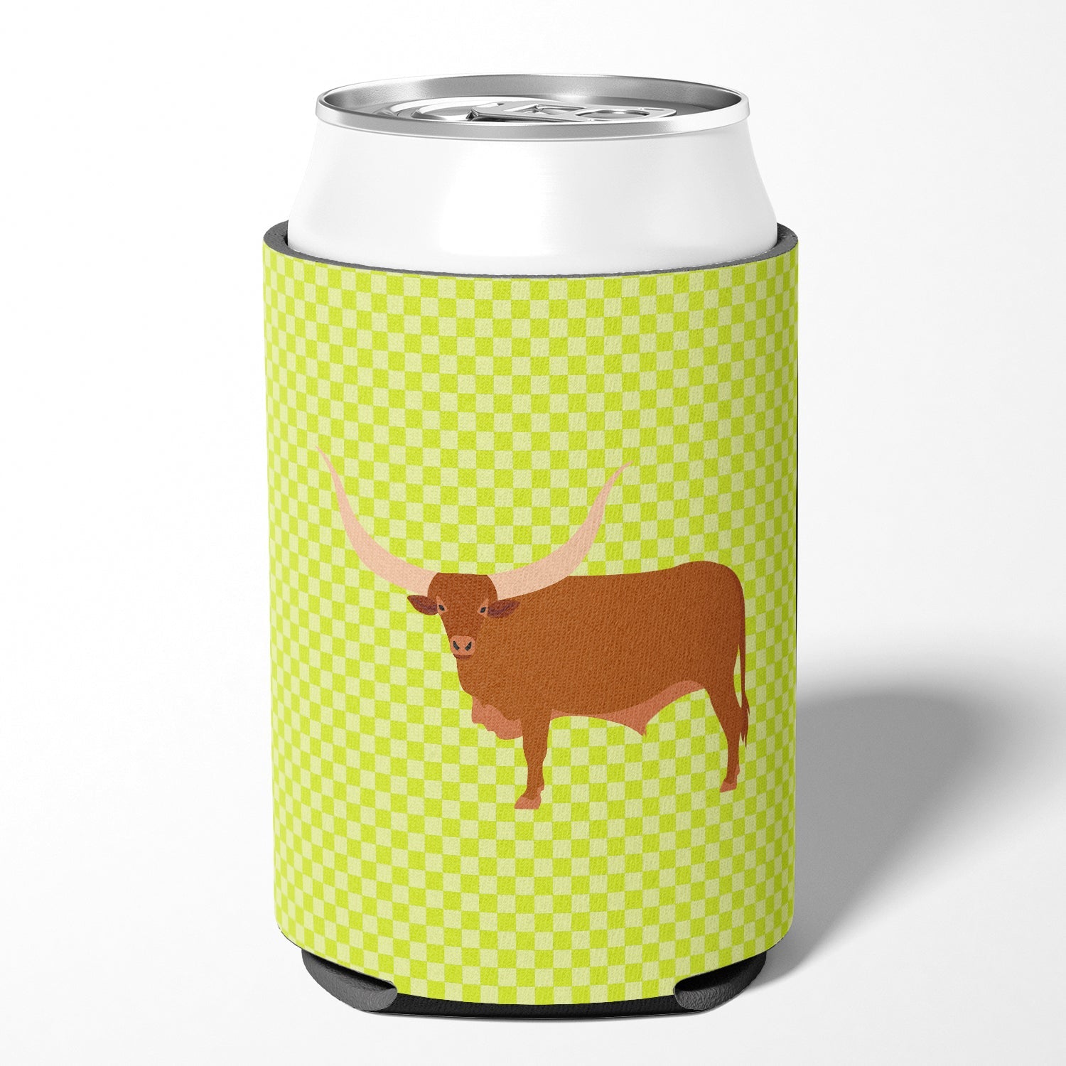 Ankole-Watusu Cow Green Can or Bottle Hugger Cooler Sleeve for Standard 12 oz Cans, Insulated Foam Beer & Soda Can Hugger Reusable