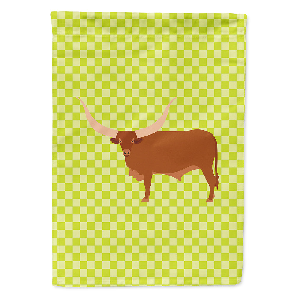 Ankole-Watusu Cow Green House Flag 28x40 Porch Sleeve Pole Decorative Outside Yard Banner Artwork Wall Hanging, Polyester