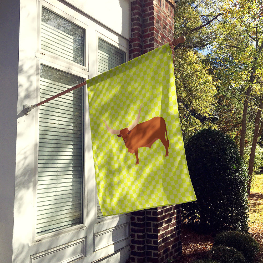 Ankole-Watusu Cow Green House Flag 28x40 Porch Sleeve Pole Decorative Outside Yard Banner Artwork Wall Hanging, Polyester