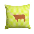 Ankole-Watusu Cow Green Decorative Throw Pillow 14x14 Indoor Outdoor Accent Cushion, Fabric Cover with Insert for Sofa, Bed, Porch & Living Room