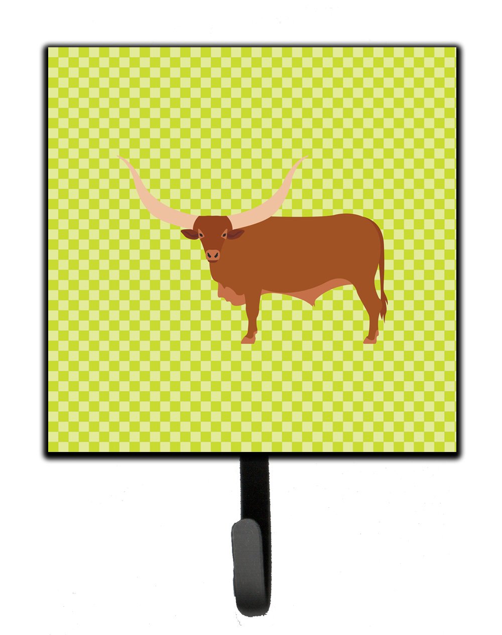 Ankole-Watusu Cow Green Leash or Key Holder Wall Hooks, Key Hooks Holder, Coat Rack Wall Mount, Coat Hooks, Hooks for Hanging Keys, Towels, Aprons, Leashes