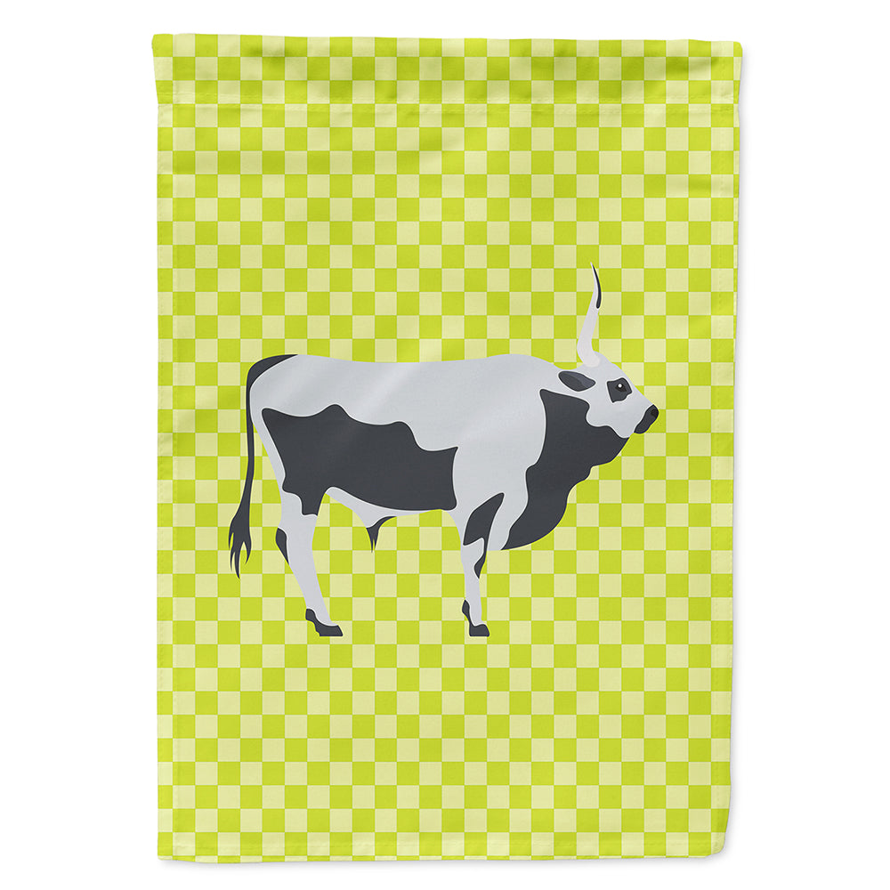 Hungarian Grey Steppe Cow Green House Flag 28x40 Porch Sleeve Pole Decorative Outside Yard Banner Artwork Wall Hanging, Polyester