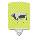 Hungarian Grey Steppe Cow Green Ceramic Night Light Compact, UL-Certified, Ideal for Bedroom, Bathroom, Nursery, Hallway, Kitchen, 6x4x3, Multicolor