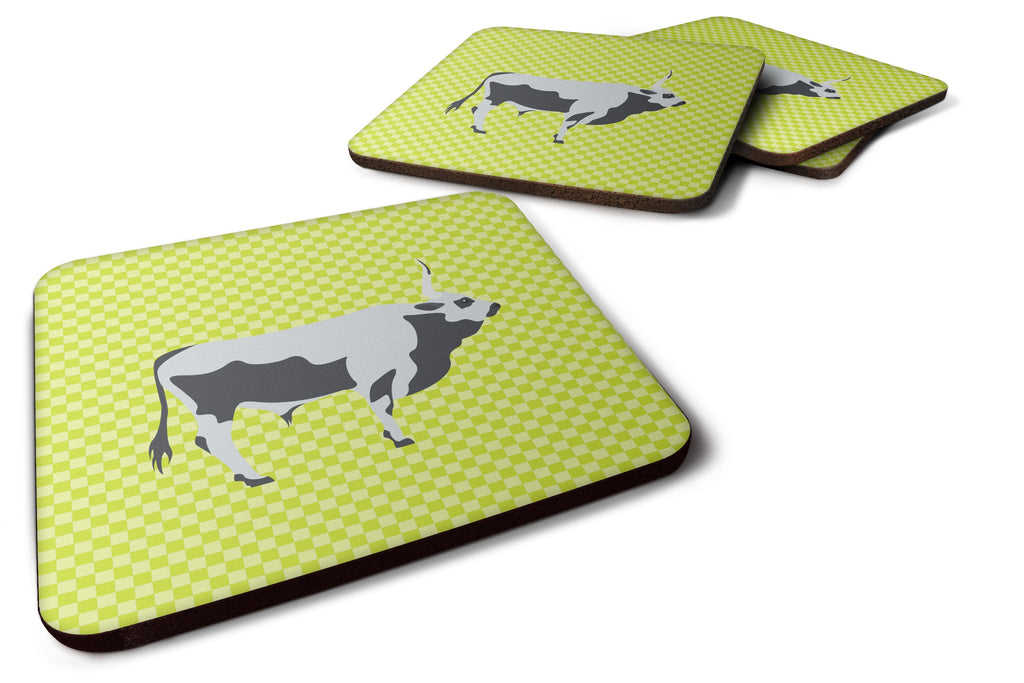 Hungarian Grey Steppe Cow Green Foam Coasters Set of 4 Cup Coasters for Indoor Outdoor, Tabletop Protection, Anti Slip, Mouse pad Material