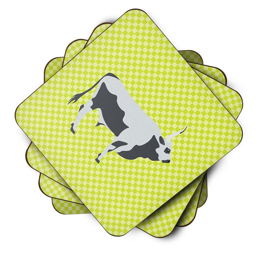 Hungarian Grey Steppe Cow Green Foam Coasters Set of 4 Cup Coasters for Indoor Outdoor, Tabletop Protection, Anti Slip, Mouse pad Material
