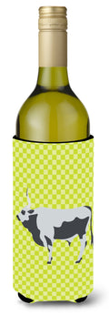Hungarian Grey Steppe Cow Green Wine Bottle Hugger Gift Sleeve for Standard 750 ml Bottles, Insulated Reusable Also Fits Mini Shot & Pint Bottles