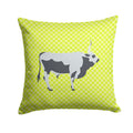 Hungarian Grey Steppe Cow Green Decorative Throw Pillow 14x14 Indoor Outdoor Accent Cushion, Fabric Cover with Insert for Sofa, Bed, Porch & Living Room