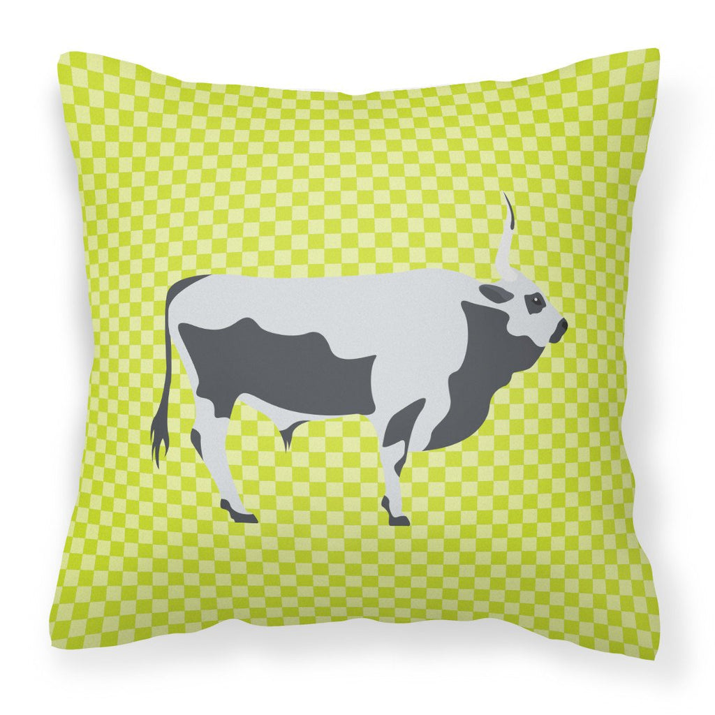 Hungarian Grey Steppe Cow Green Decorative Throw Pillow 18x18 Indoor Outdoor Accent Cushion, Fabric Cover with Insert for Sofa, Bed, Porch & Living Room