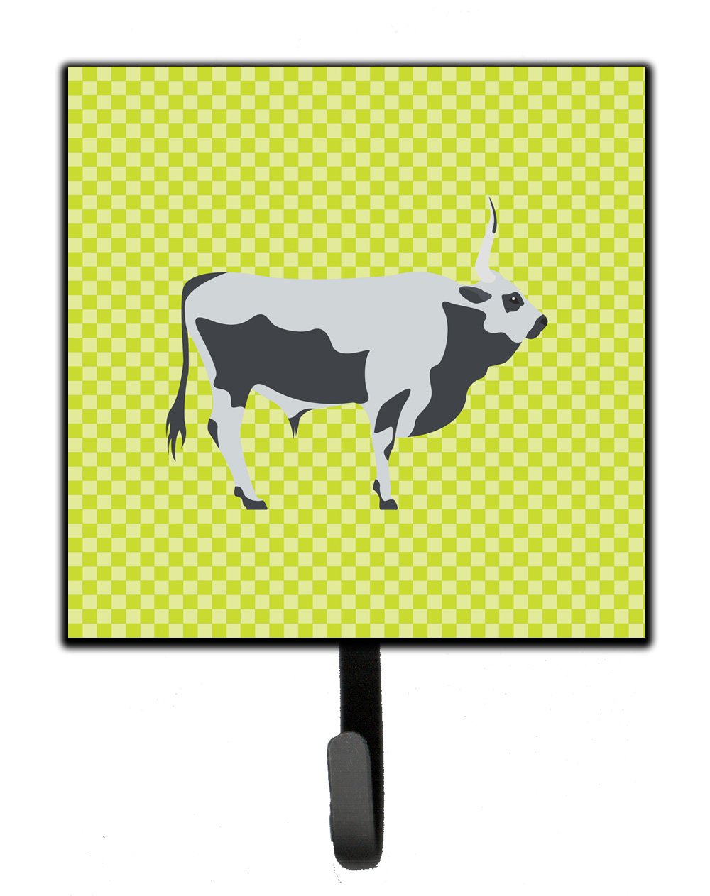 Hungarian Grey Steppe Cow Green Leash or Key Holder Wall Hooks, Key Hooks Holder, Coat Rack Wall Mount, Coat Hooks, Hooks for Hanging Keys, Towels, Aprons, Leashes