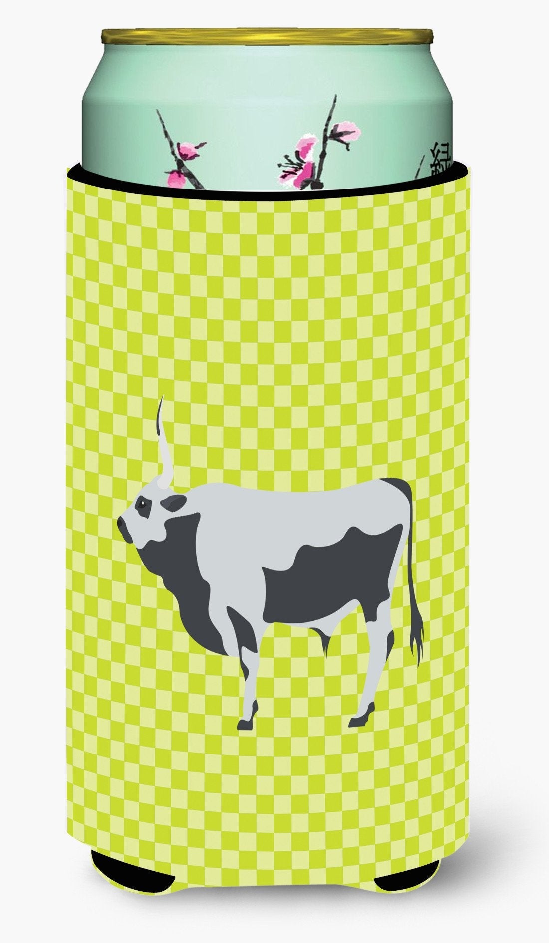 Hungarian Grey Steppe Cow Green Tall Boy Hugger Can Cooler Sleeve Machine Washable Drink Collapsible Insulator Beverage Insulated Holder