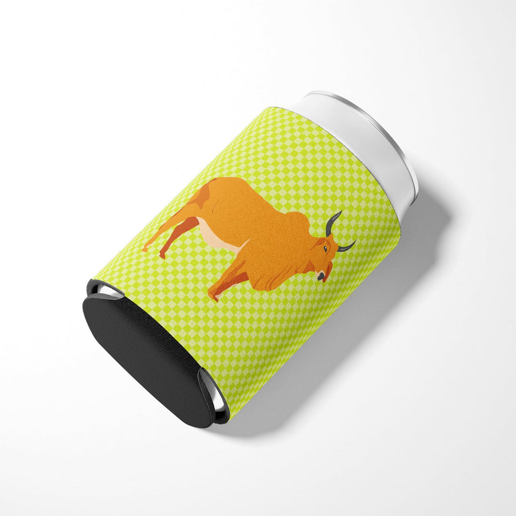 Zebu Indicine Cow Green Can or Bottle Hugger Cooler Sleeve for Standard 12 oz Cans, Insulated Foam Beer & Soda Can Hugger Reusable