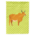 Zebu Indicine Cow Green House Flag 28x40 Porch Sleeve Pole Decorative Outside Yard Banner Artwork Wall Hanging, Polyester
