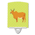 Zebu Indicine Cow Green Ceramic Night Light Compact, UL-Certified, Ideal for Bedroom, Bathroom, Nursery, Hallway, Kitchen, 6x4x3, Multicolor