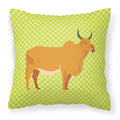 Zebu Indicine Cow Green Decorative Throw Pillow 18x18 Indoor Outdoor Accent Cushion, Fabric Cover with Insert for Sofa, Bed, Porch & Living Room