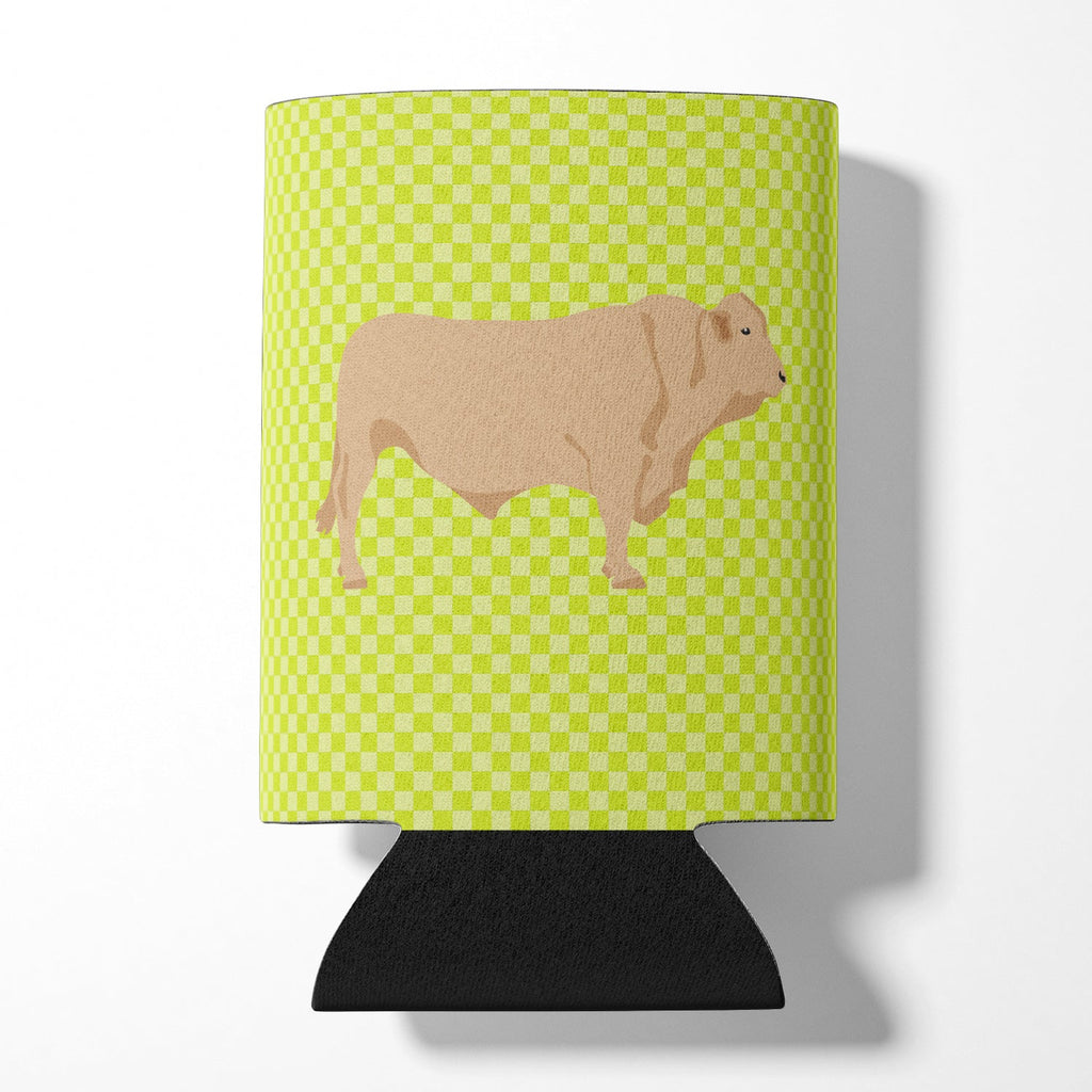 Charolais Cow Green Can or Bottle Hugger Cooler Sleeve for Standard 12 oz Cans, Insulated Foam Beer & Soda Can Hugger Reusable