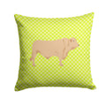Charolais Cow Green Decorative Throw Pillow 14x14 Indoor Outdoor Accent Cushion, Fabric Cover with Insert for Sofa, Bed, Porch & Living Room