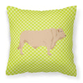 Charolais Cow Green Decorative Throw Pillow 18x18 Indoor Outdoor Accent Cushion, Fabric Cover with Insert for Sofa, Bed, Porch & Living Room