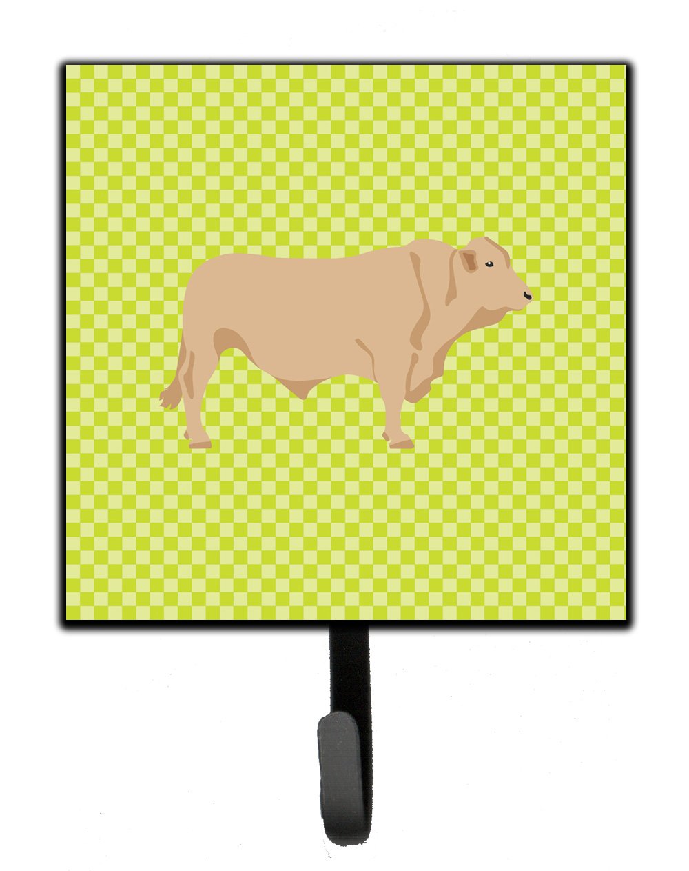 Charolais Cow Green Leash or Key Holder Wall Hooks, Key Hooks Holder, Coat Rack Wall Mount, Coat Hooks, Hooks for Hanging Keys, Towels, Aprons, Leashes