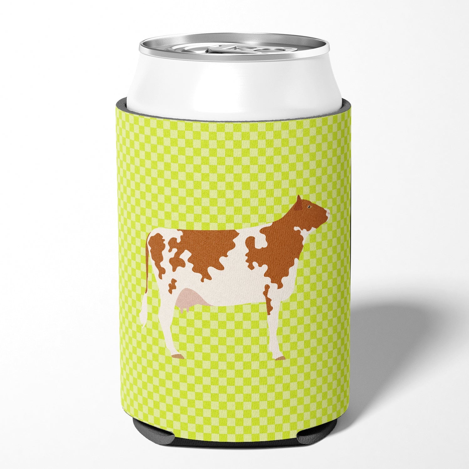 Ayrshire Cow Green Can or Bottle Hugger Cooler Sleeve for Standard 12 oz Cans, Insulated Foam Beer & Soda Can Hugger Reusable
