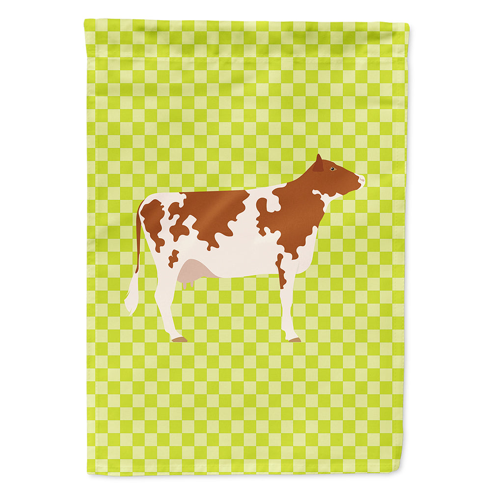 Ayrshire Cow Green House Flag 28x40 Porch Sleeve Pole Decorative Outside Yard Banner Artwork Wall Hanging, Polyester