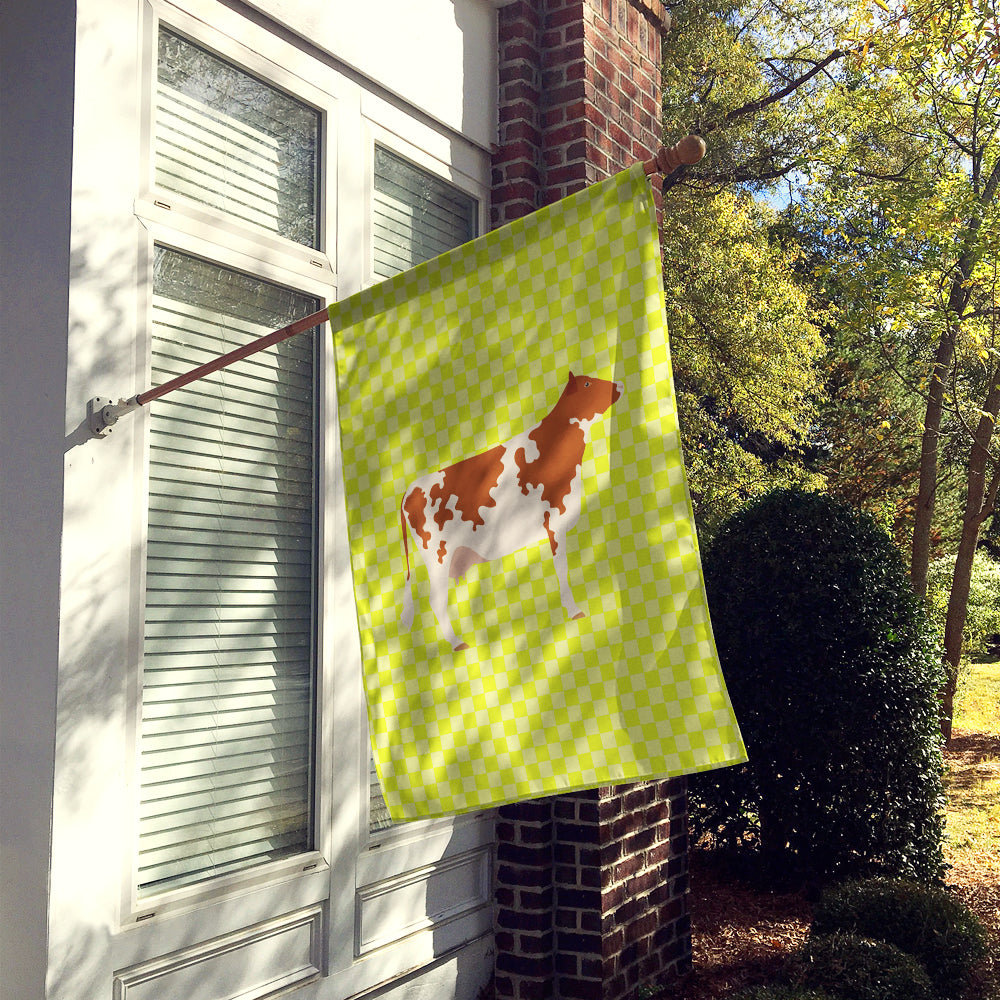 Ayrshire Cow Green House Flag 28x40 Porch Sleeve Pole Decorative Outside Yard Banner Artwork Wall Hanging, Polyester