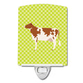 Ayrshire Cow Green Ceramic Night Light Compact, UL-Certified, Ideal for Bedroom, Bathroom, Nursery, Hallway, Kitchen, 6x4x3, Multicolor