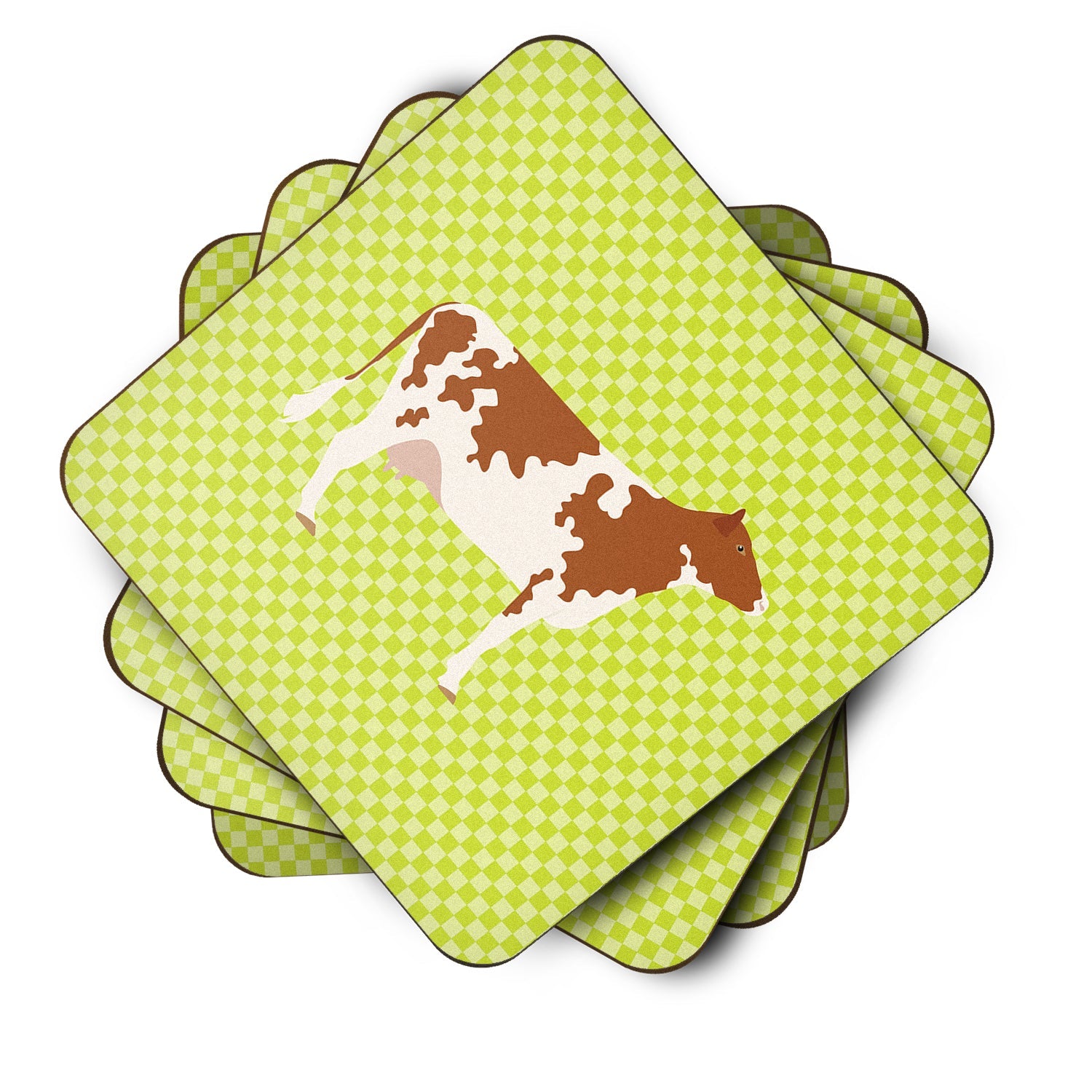 Ayrshire Cow Green Foam Coasters Set of 4 Cup Coasters for Indoor Outdoor, Tabletop Protection, Anti Slip, Mouse pad Material