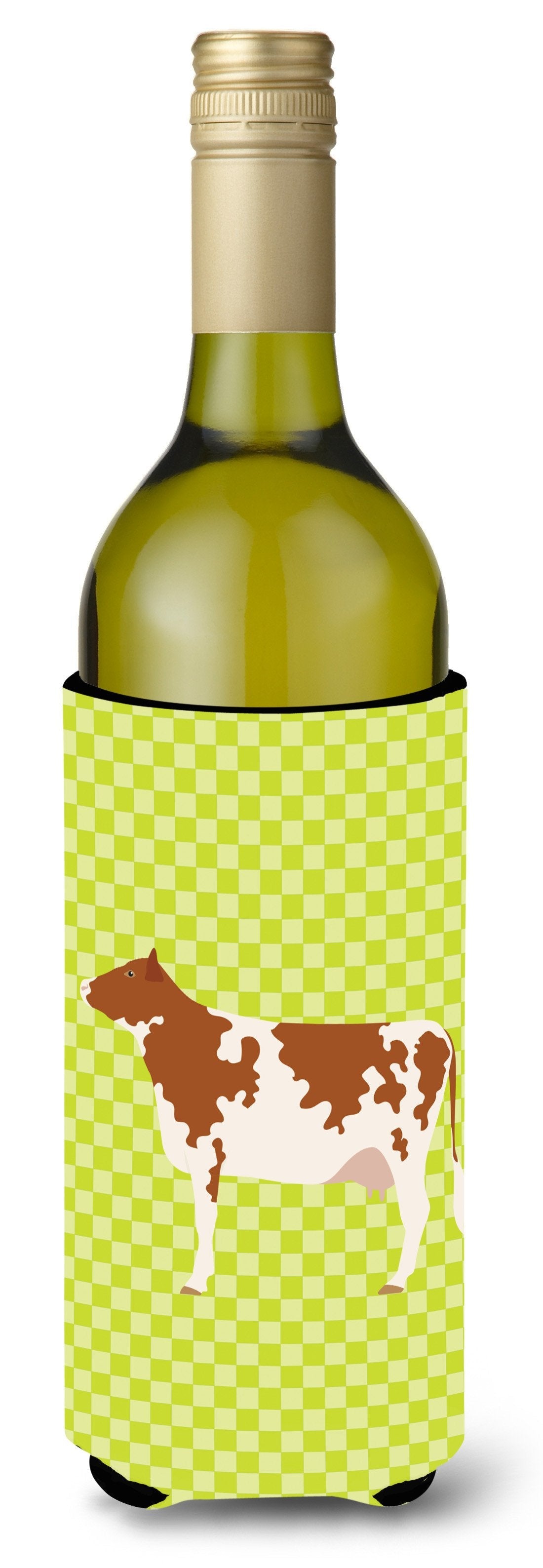 Ayrshire Cow Green Wine Bottle Hugger Gift Sleeve for Standard 750 ml Bottles, Insulated Reusable Also Fits Mini Shot & Pint Bottles