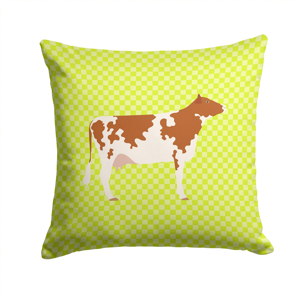 Ayrshire Cow Green Decorative Throw Pillow 14x14 Indoor Outdoor Accent Cushion, Fabric Cover with Insert for Sofa, Bed, Porch & Living Room