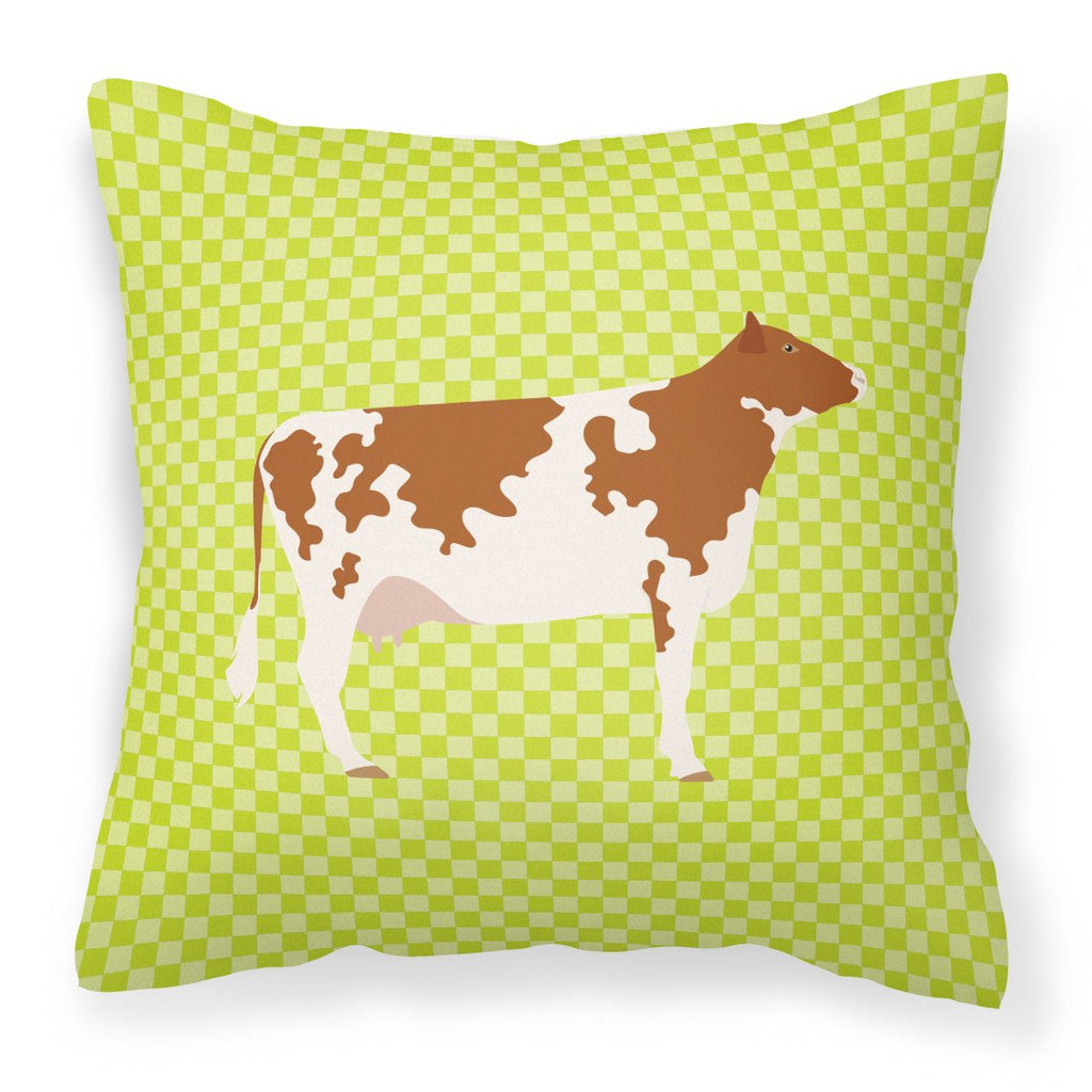 Ayrshire Cow Green Decorative Throw Pillow 18x18 Indoor Outdoor Accent Cushion, Fabric Cover with Insert for Sofa, Bed, Porch & Living Room