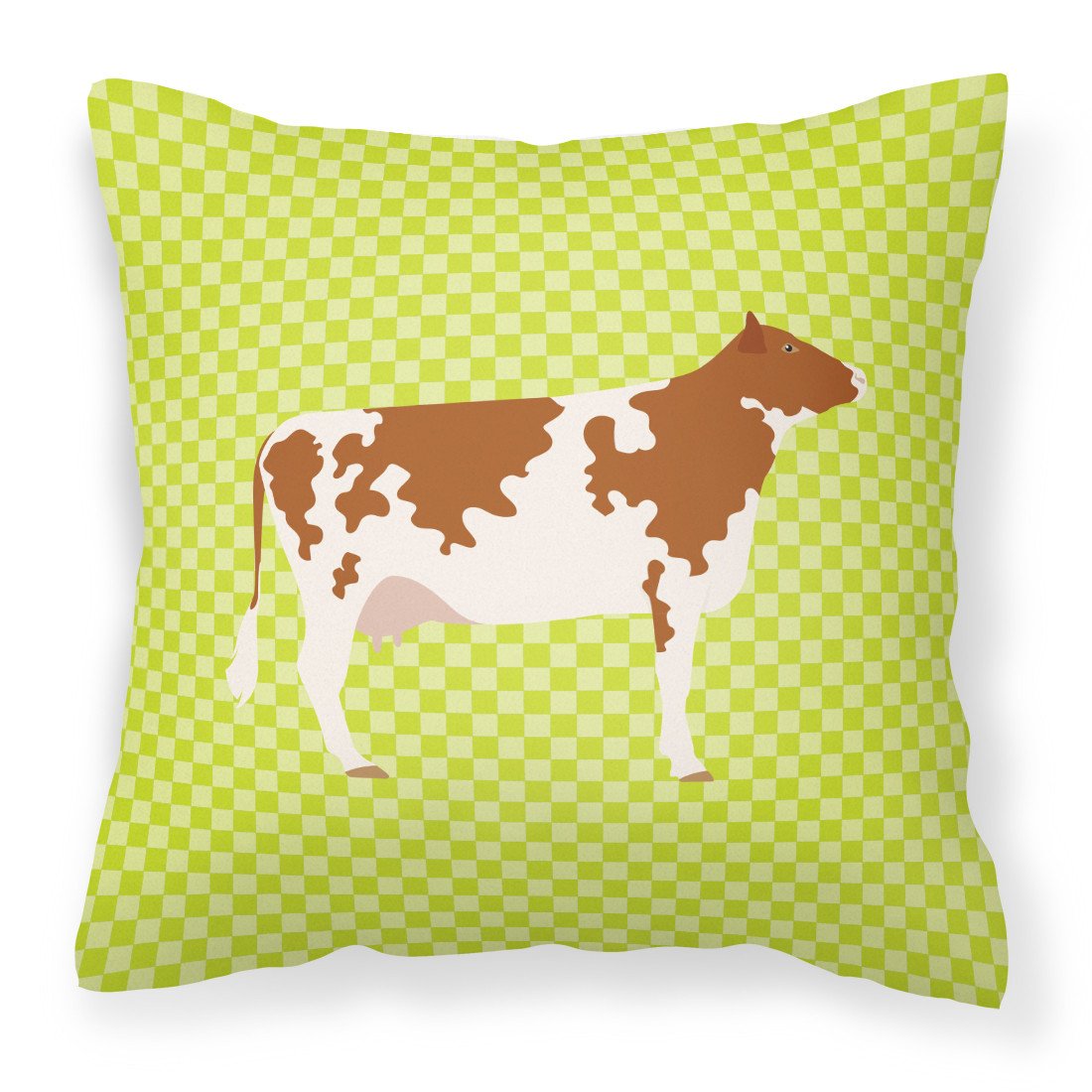 Ayrshire Cow Green Decorative Throw Pillow 18x18 Indoor Outdoor Accent Cushion, Fabric Cover with Insert for Sofa, Bed, Porch & Living Room