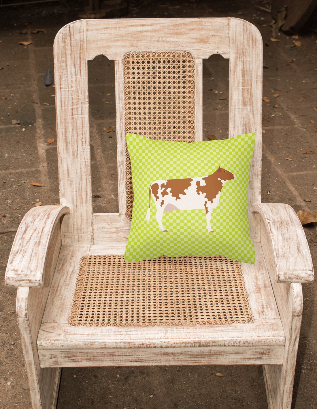 Ayrshire Cow Green Decorative Throw Pillow 18x18 Indoor Outdoor Accent Cushion, Fabric Cover with Insert for Sofa, Bed, Porch & Living Room