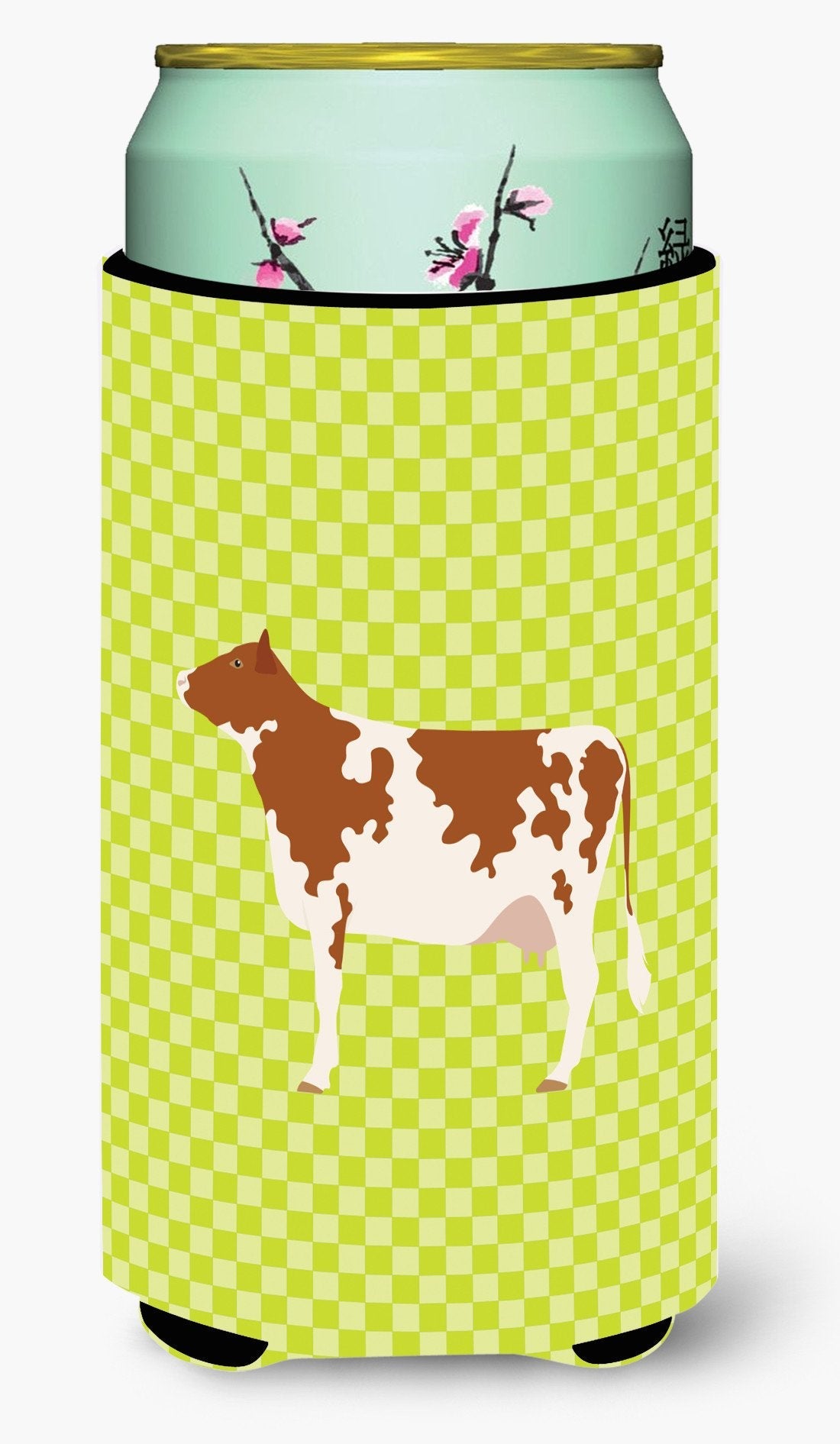 Ayrshire Cow Green Tall Boy Hugger Can Cooler Sleeve Machine Washable Drink Collapsible Insulator Beverage Insulated Holder