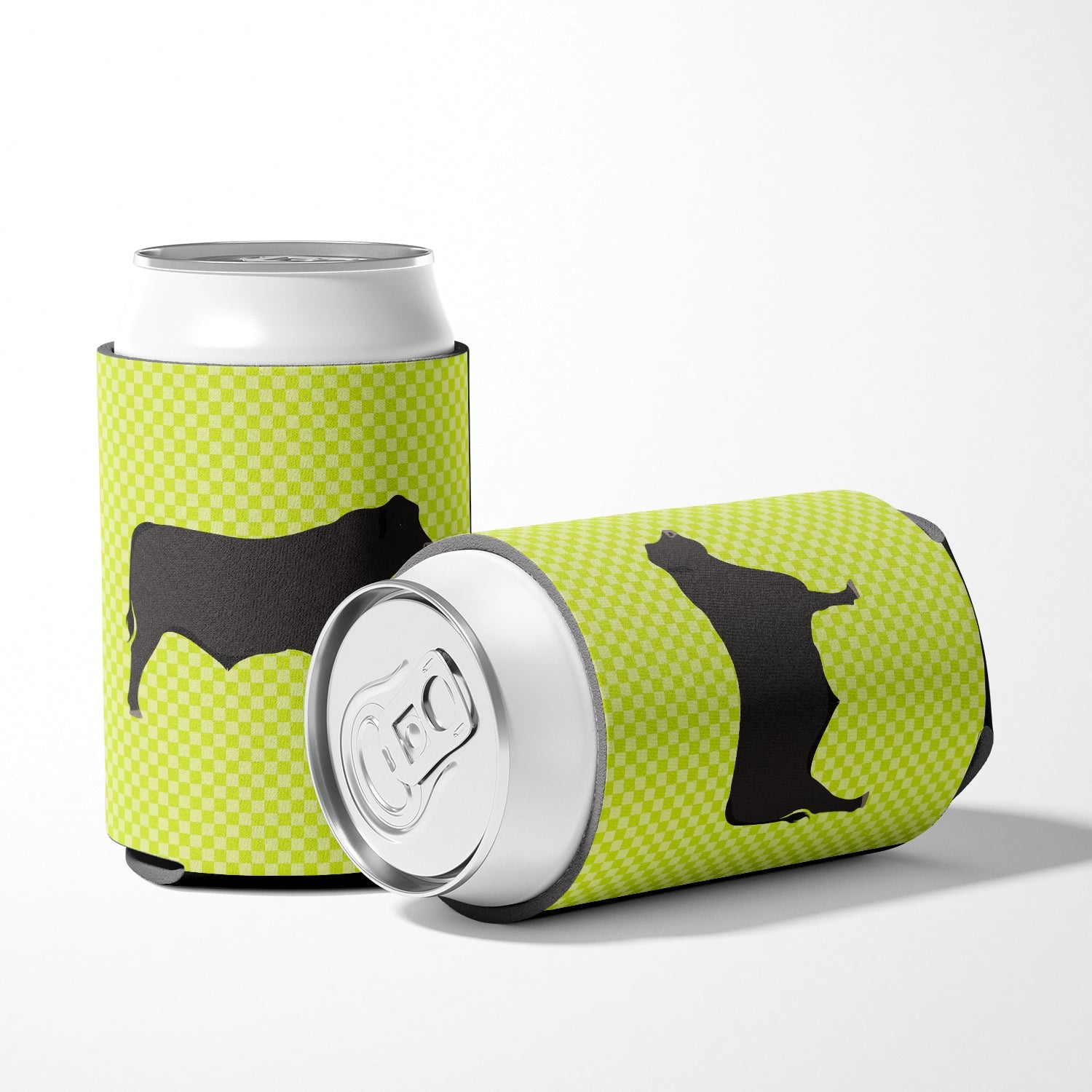 Black Angus Cow Green Can or Bottle Hugger Cooler Sleeve for Standard 12 oz Cans, Insulated Foam Beer & Soda Can Hugger Reusable