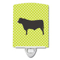 Black Angus Cow Green Ceramic Night Light Compact, UL-Certified, Ideal for Bedroom, Bathroom, Nursery, Hallway, Kitchen, 6x4x3, Multicolor