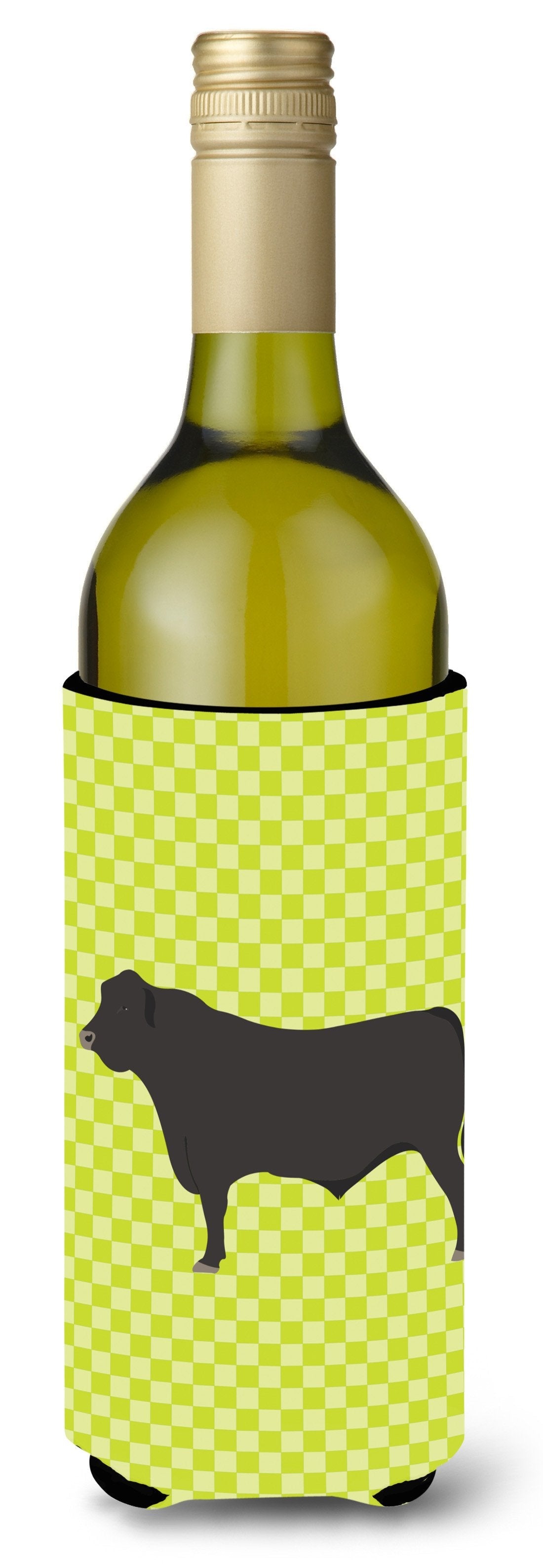 Black Angus Cow Green Wine Bottle Hugger Gift Sleeve for Standard 750 ml Bottles, Insulated Reusable Also Fits Mini Shot & Pint Bottles