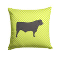 Black Angus Cow Green Decorative Throw Pillow 14x14 Indoor Outdoor Accent Cushion, Fabric Cover with Insert for Sofa, Bed, Porch & Living Room